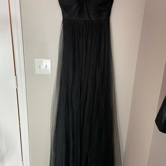 Jenny Yoo BHLDN Black Chiffon Long Dress 0 - Picture 2 of 7